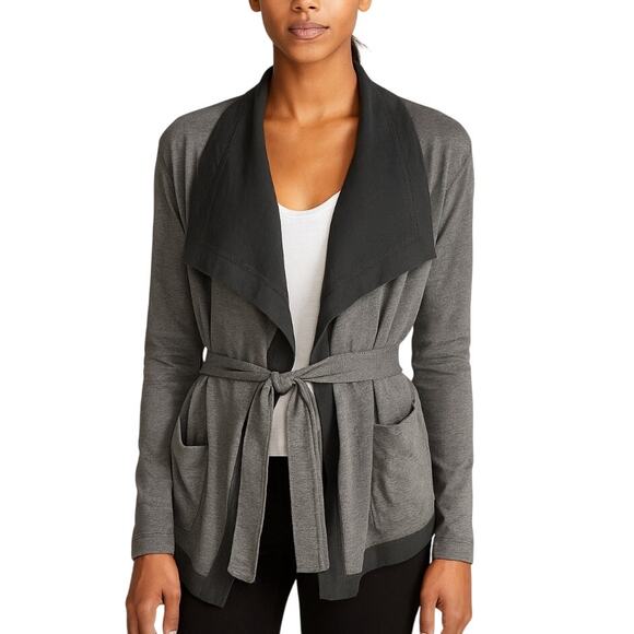 Standard James Perse Women's Jersey Knit Cardigan Black Gray Belted Size 1 (S) - Picture 1 of 9